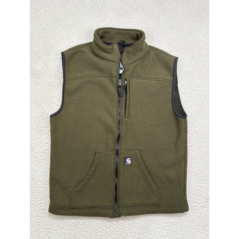 Carhartt Full Zip Vest Mens M Textured Fleece‎ Workwear V28 OLV Olive Green